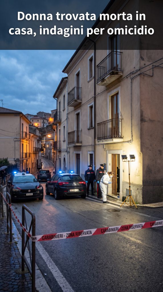 Dramma nella notte a Tito, in provincia di Potenza. Una donna di 57 anni è stata trovata senza vita all'interno della propria abitazione dal marito e dal figlio, i quali hanno lanciato l'allarme intorno alla mezzanotte.
